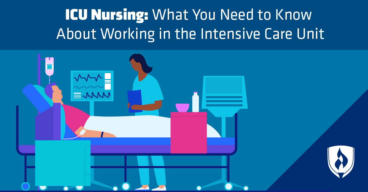 illustration of ICU nurse treating patient in hospital bed