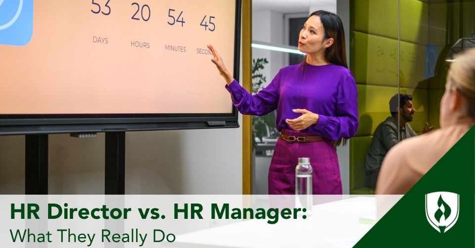 An HR Director presents to her team