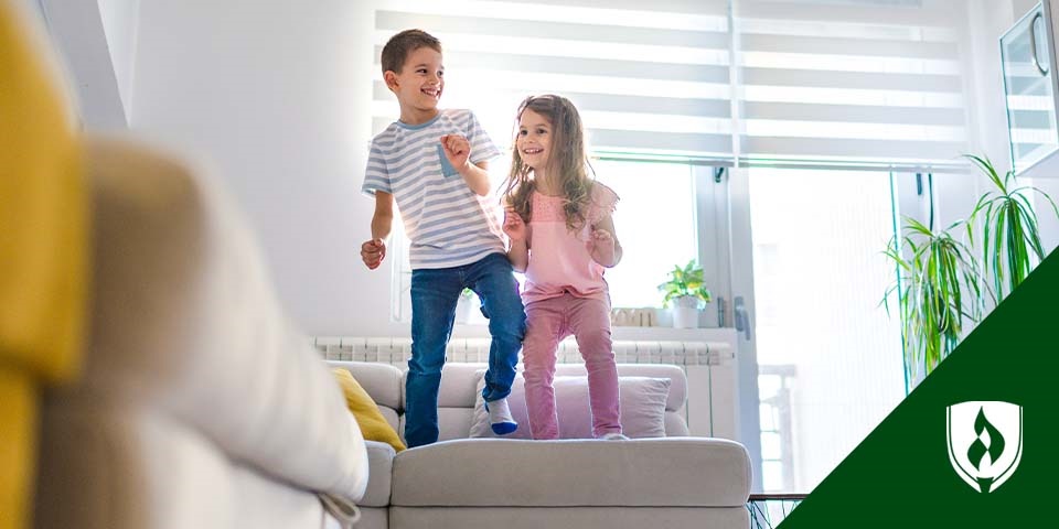 photo for exercises for preschoolers with two kids playing the floor is lava