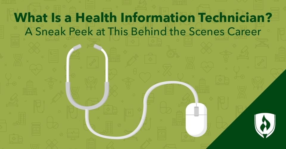 illustration of a stethascope attached to a computer mouse representing what is a health information technician