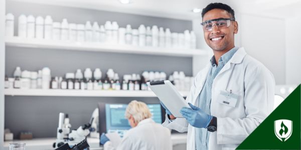 a health science lab tech stands in the lab