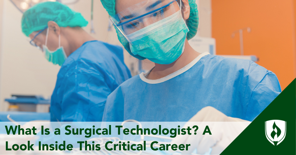 A surgical technologist organizes surgical tools before the surgery