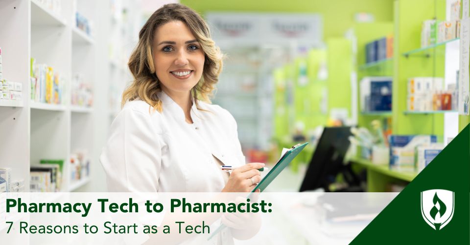 A pharmacy tech smiles at the camera