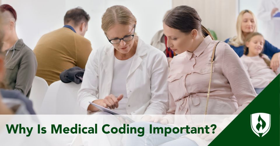 why medical coding important header Going over paperwork in a clinic waiting room