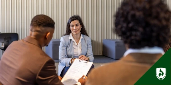 A prospective police officer sits for the Oral Board interview