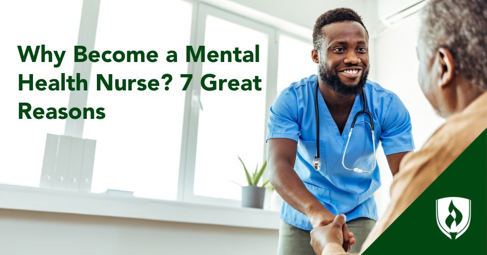 A mental health nurse smiles at his elderly patient