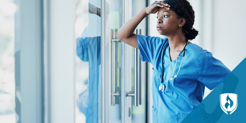 female nursing looking stressed